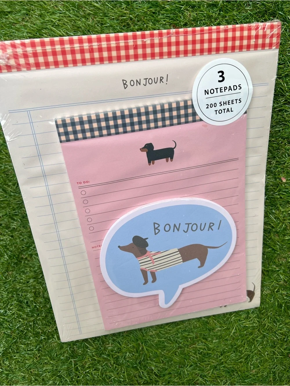 Dachshund Bon Jour 3pk Notepad Set